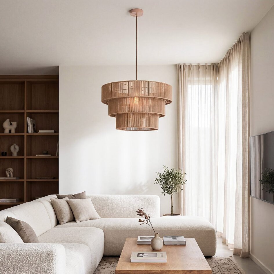 Hanglamp Verna 3-laags van natuurlijk katoentouw