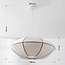 Suspension moderne Ovala avec abat-jour en lin beige et accents marron Ø60 cm