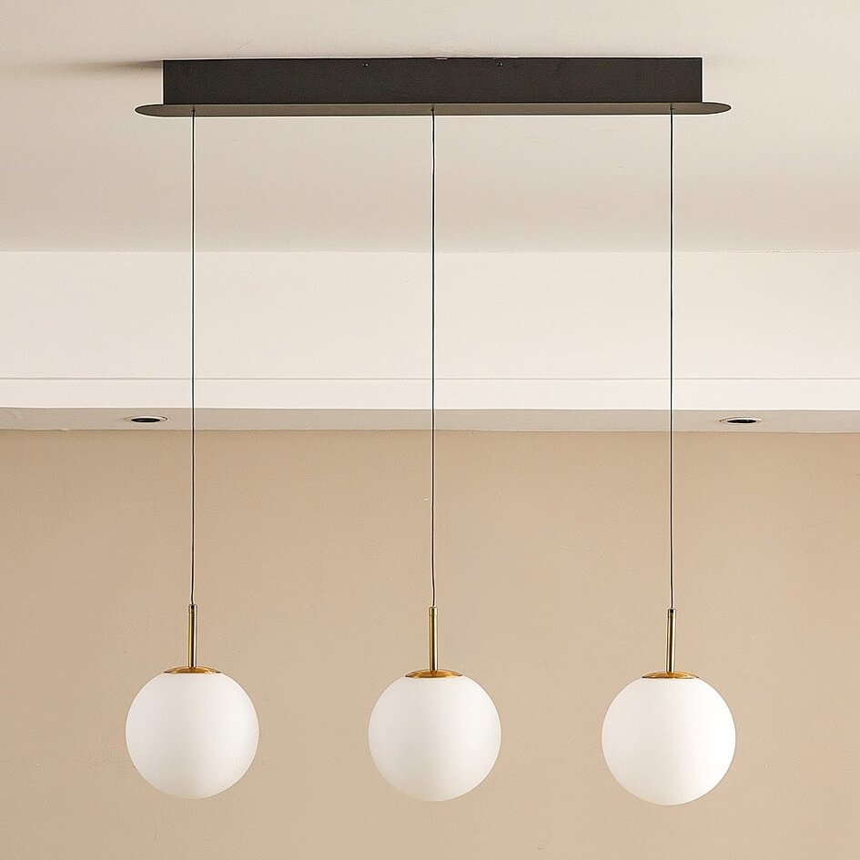 Suspension Silje dorée avec verre blanc opalin - intensité variable à 3 niveaux, 2700K