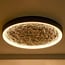 Plafondlamp zwart Cercul met 3-staps dimbare LEDs en grijs steeneffect, Ø60 cm, 29W