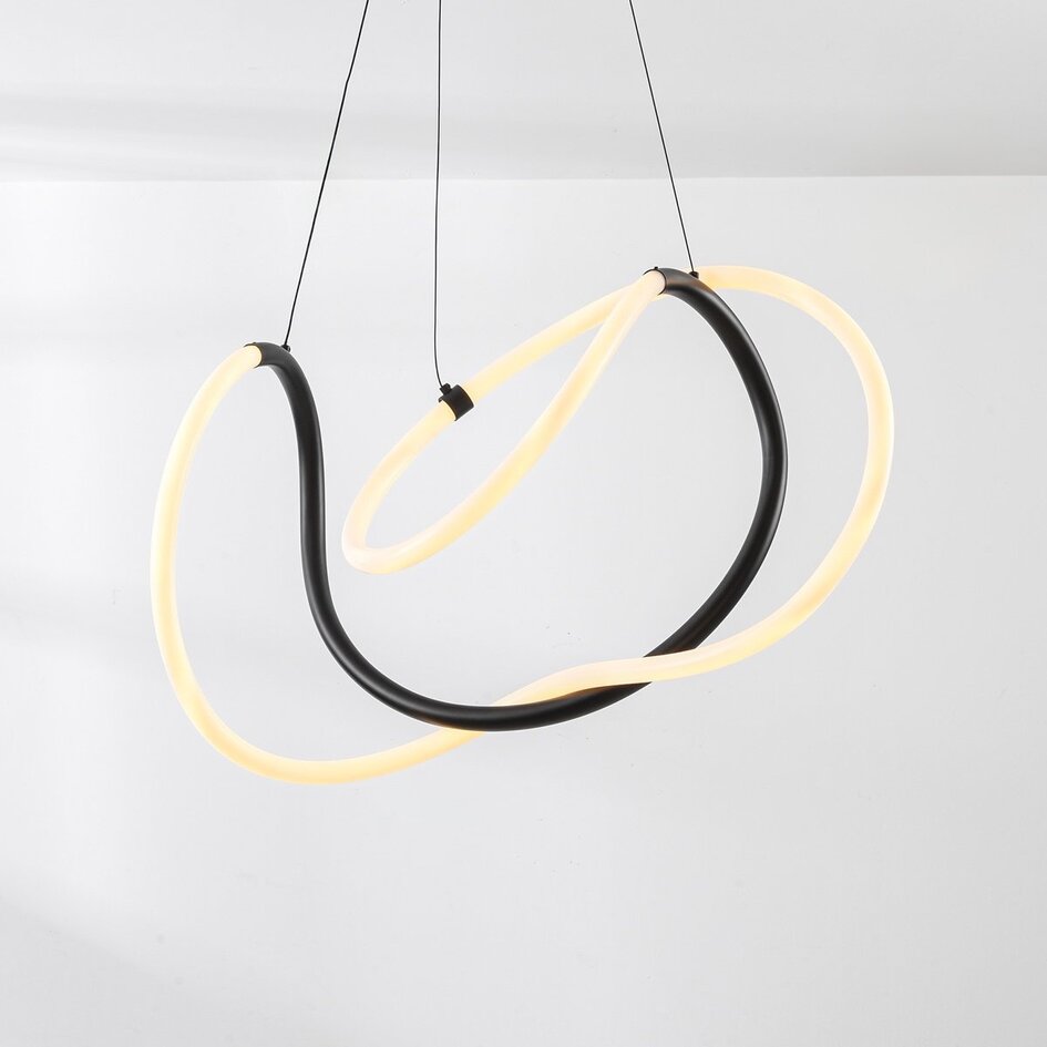 Lampe suspendue design Lunara avec LED intégrées à 3 niveaux de gradation - noir