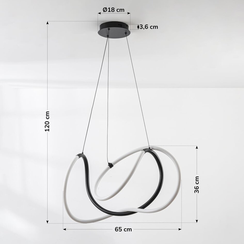 Lampe suspendue design Lunara avec LED intégrées à 3 niveaux de gradation - noir