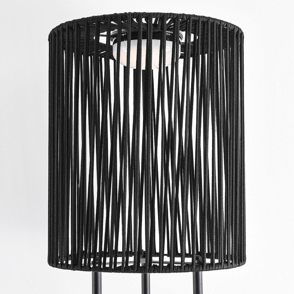 Lampadaire Vinta avec LED solaires à 3 niveaux de gradation et corde tressée en noir