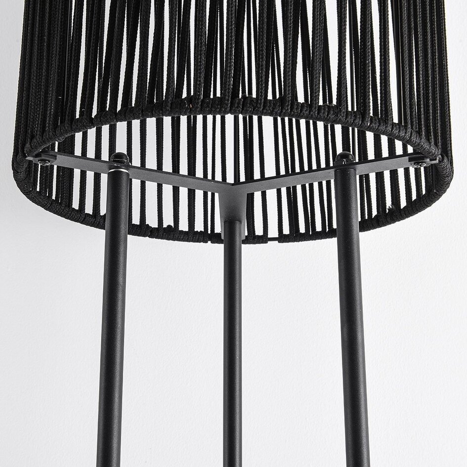 Lampadaire Vinta avec LED solaires à 3 niveaux de gradation et corde tressée en noir