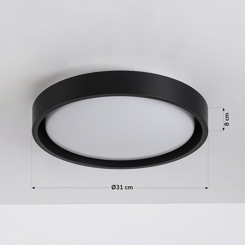Plafonnier LED Ricardo, variateur à 3 niveaux Ø31 cm - noir