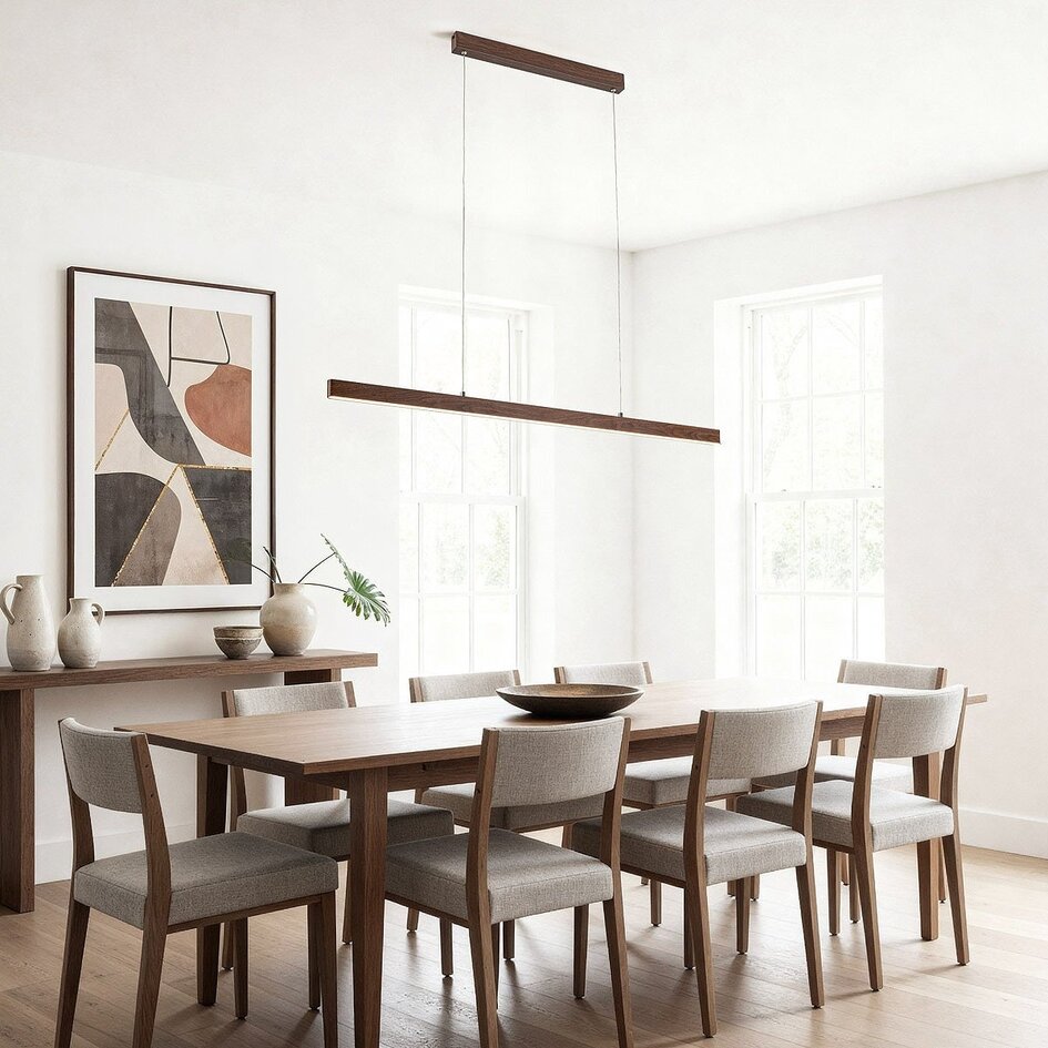 Suspension Elan dimmable à 3 étapes, aspect bois foncé, avec LED intégrée