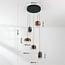 3-staps dimbare hanglamp Kafei met LED en glazen kappen in goud, smoke en koper