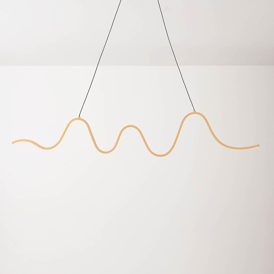 3-staps dimbare design hanglamp Ariana in warm beige met golvende LED-verlichting