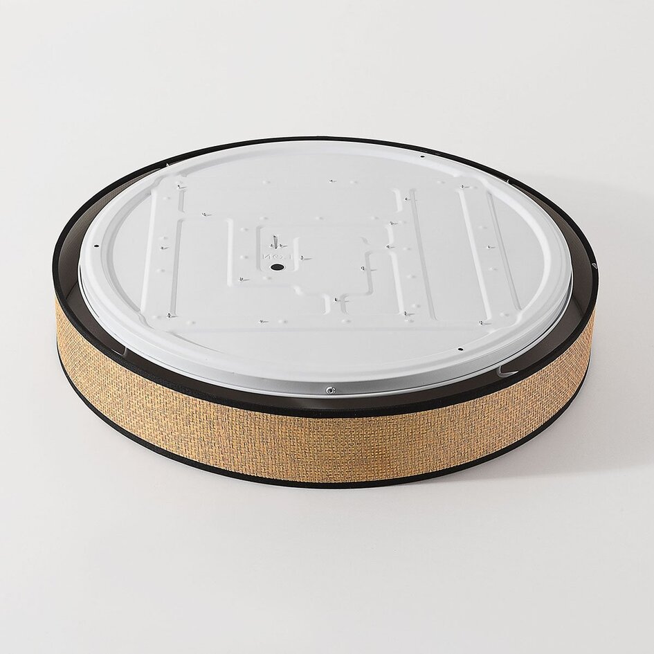 Plafonnier Palara dimmable à 3 étapes avec abat-jour tressé en naturel et noir