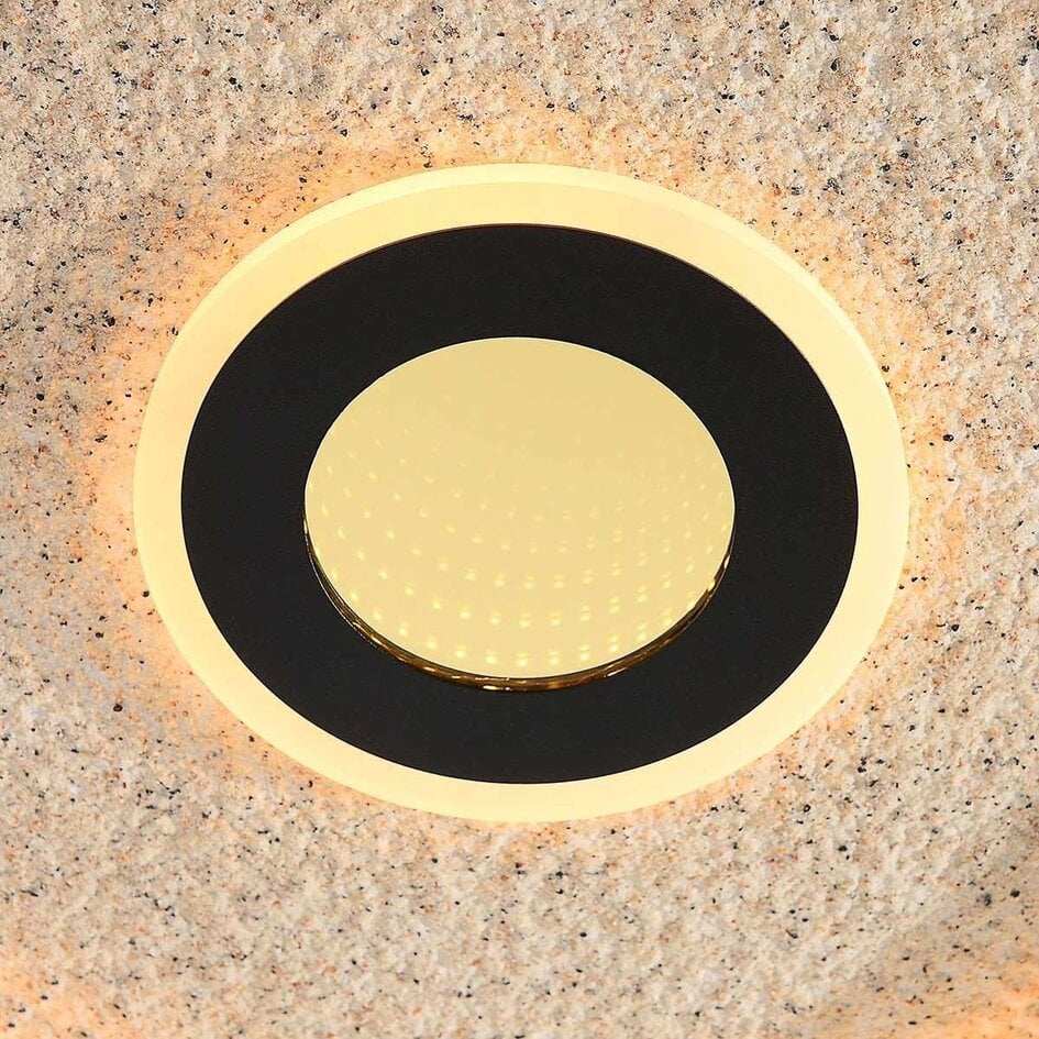 Plafonnier Deimos en noir et beige, variateur à 3 niveaux
