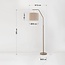 Gebogen vloerlamp Pedro met geplooide kap in zandbeige