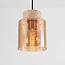 Hanglamp Naki 3-lichts met travertin (natuursteen) en amber glas