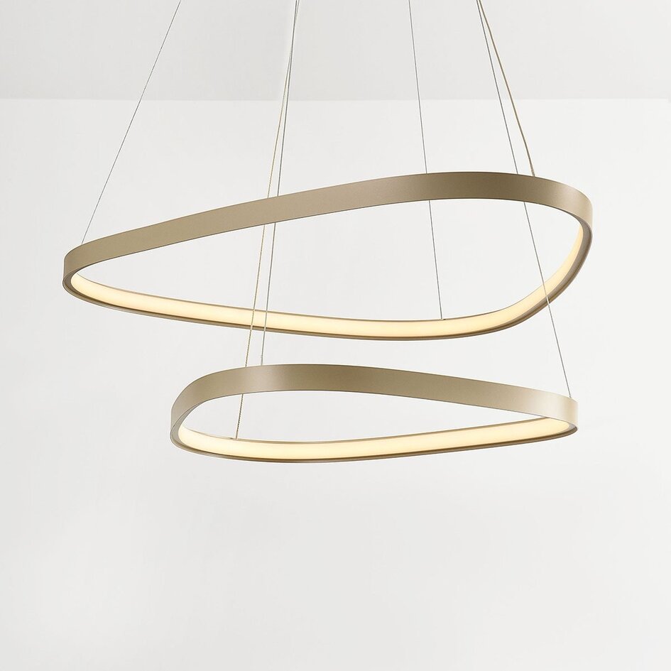 Design hanglamp Nivara met geïntegreerde LED, 3-staps dimbaar - zandbeige
