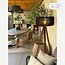 Lampadaire Oakly avec trépied métallique et abat-jour en bois aspect noyer