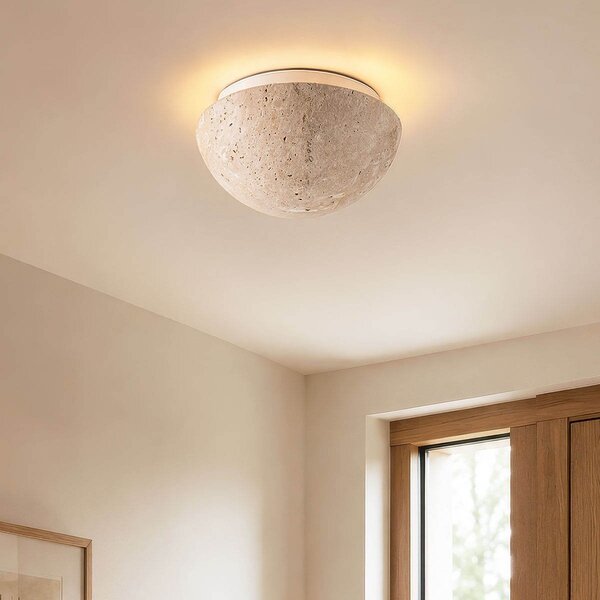 Plafondlamp Tavro met instelbaar licht en travertin (natuursteen)