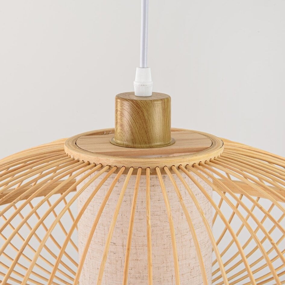 Bamboe hanglamp Levra met linnen diffuser in naturel