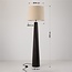 Lampadaire Mirno en bambou foncé avec abat-jour en lin