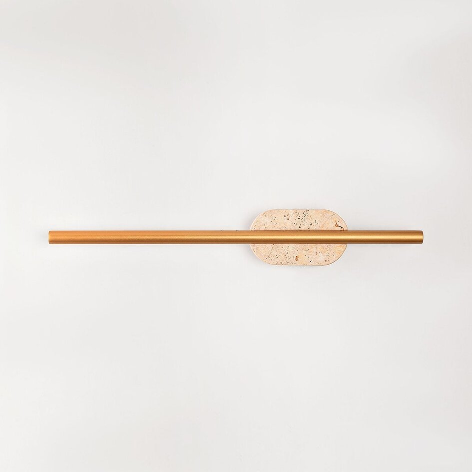 Badkamer wandlamp Lima met geïntegreerde LED en travertin (natuursteen) - goud
