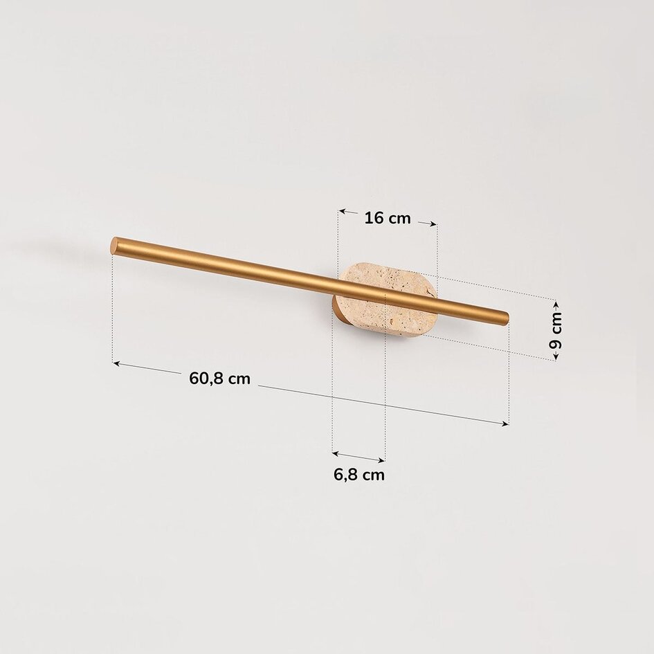 Badkamer wandlamp Lima met geïntegreerde LED en travertin (natuursteen) - goud