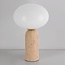 Lampe de table Tareo à globe en verre et travertin (pierre naturelle)