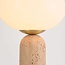 Lampe de table Tareo à globe en verre et travertin (pierre naturelle)