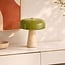 Lampe de table Sento à abat-jour en verre vert et travertin (pierre naturelle)