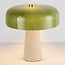 Lampe de table Sento à abat-jour en verre vert et travertin (pierre naturelle)
