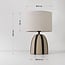 Lampe de table Miora en céramique rayée à abat-jour en tissu beige