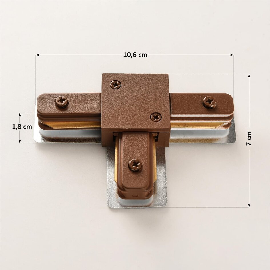 Connecteur en T pour rail monophasé - marron