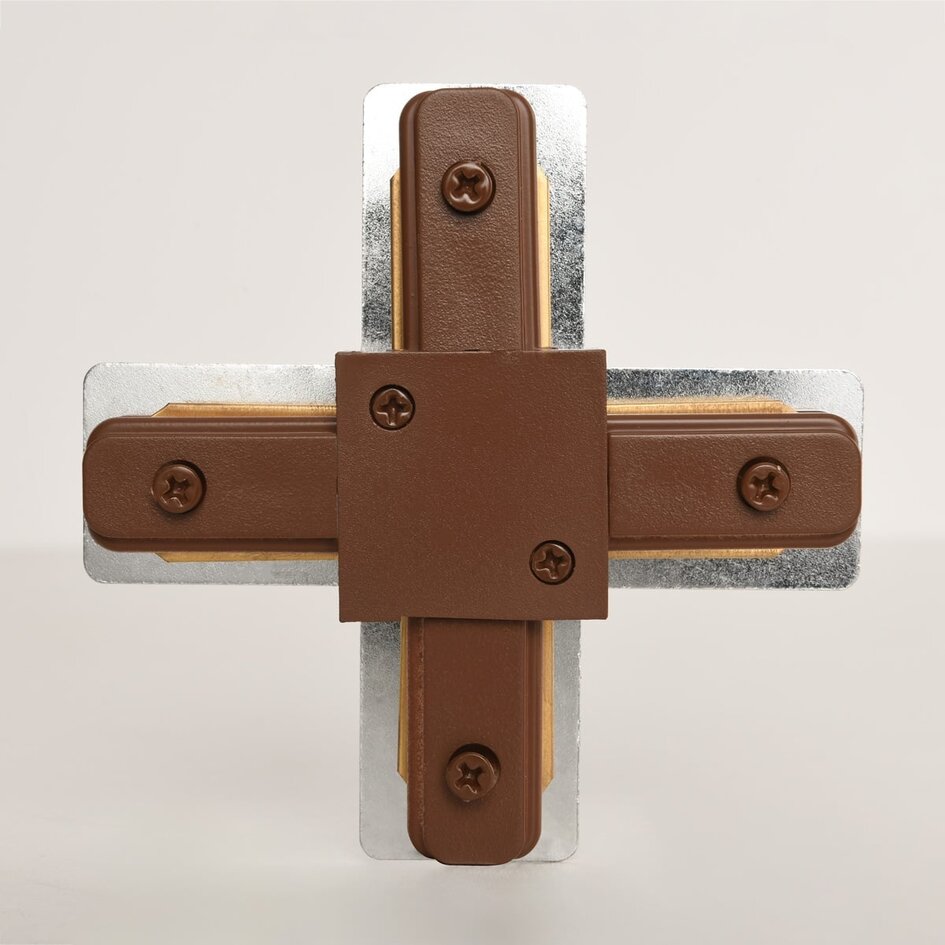 Connecteur en X pour rail monophasé - marron