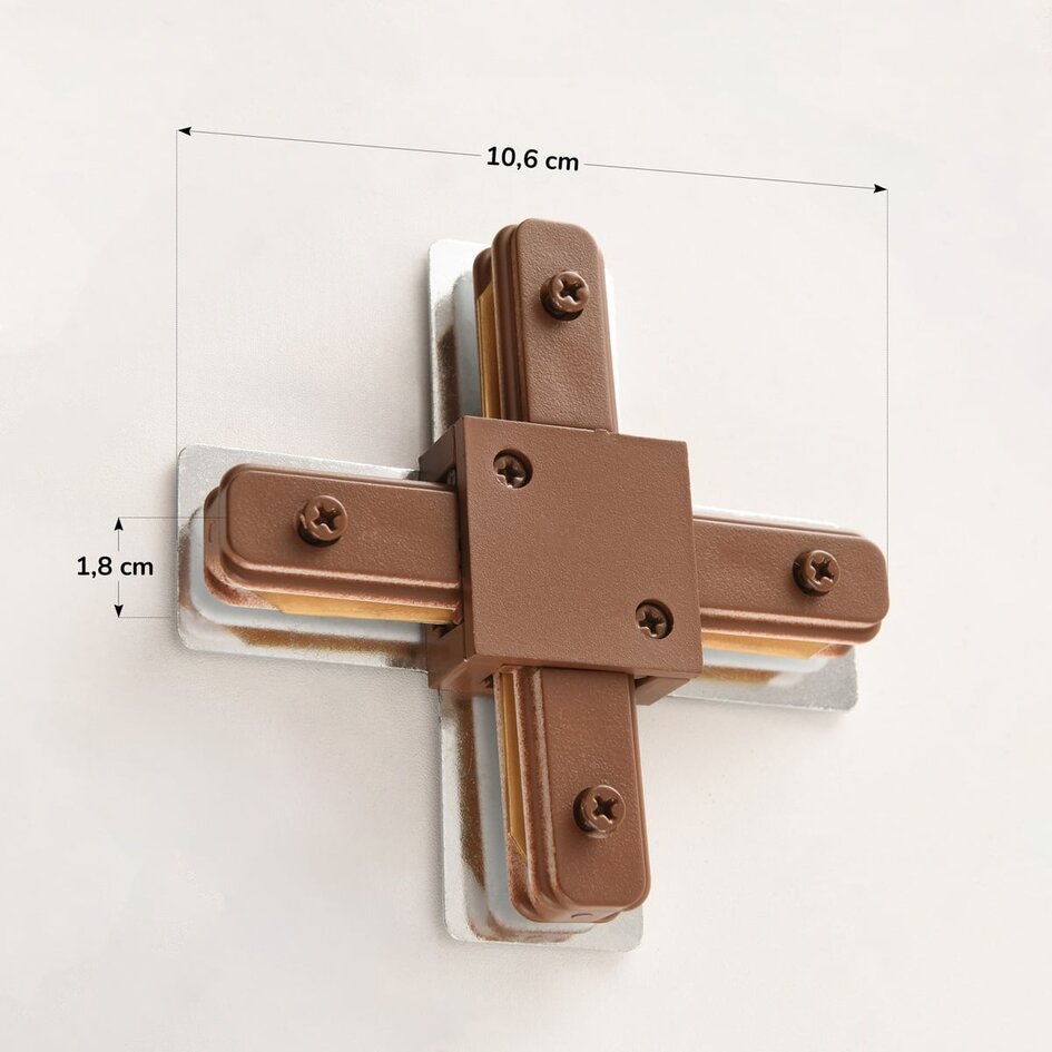 Connecteur en X pour rail monophasé - marron