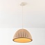 Suspension Hyske à abat-jour strié en beige sable