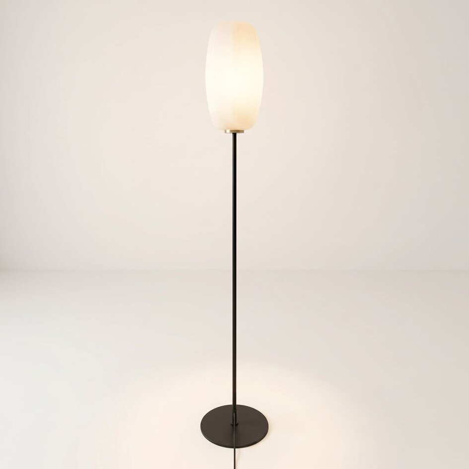 Lampadaire en verre blanc - Karsten