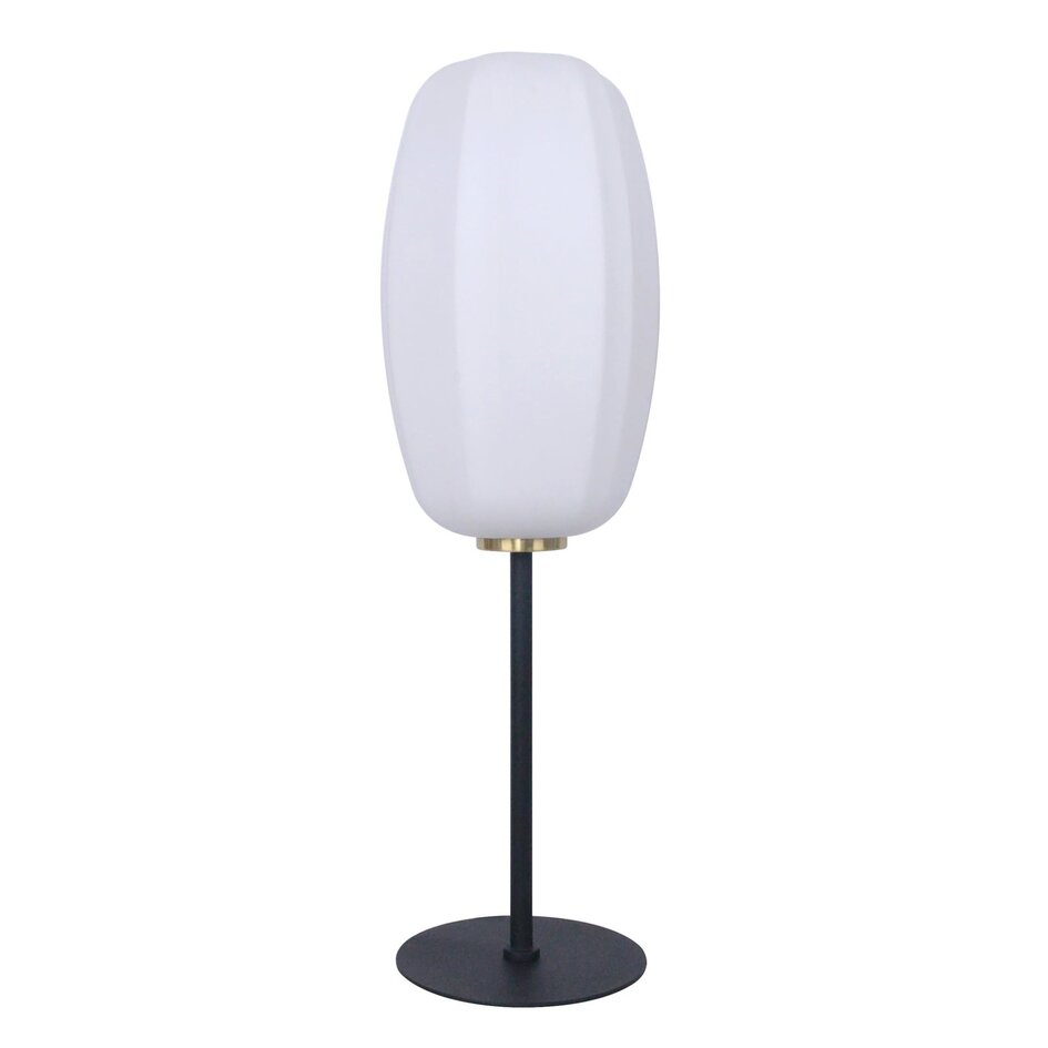 Tafellamp Kalisto - zwart met wit glas