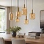 Suspension 6 lumières Sei - verre ambré avec or