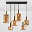Suspension 6 lumières Sei - verre ambré avec or