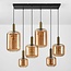 Suspension 6 lumières Sei - verre ambré avec or