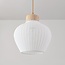 3-lichts hanglamp Carru met stoffen kappen en travertin (natuursteen)