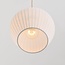 3-lichts hanglamp Carru met stoffen kappen en travertin (natuursteen)