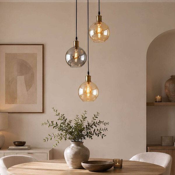 Suspension 3 lumières avec verre de différentes couleurs - Loiza