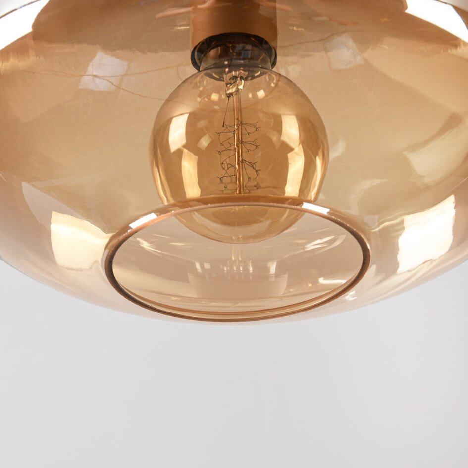 Suspension 3 lumières Trinidad avec verre ambré - beige