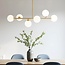 Suspension design dorée avec verre blanc laiteux, 6 lumières - Aster