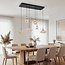 6-lichts design hanglamp Trinidad zwart met amber glas