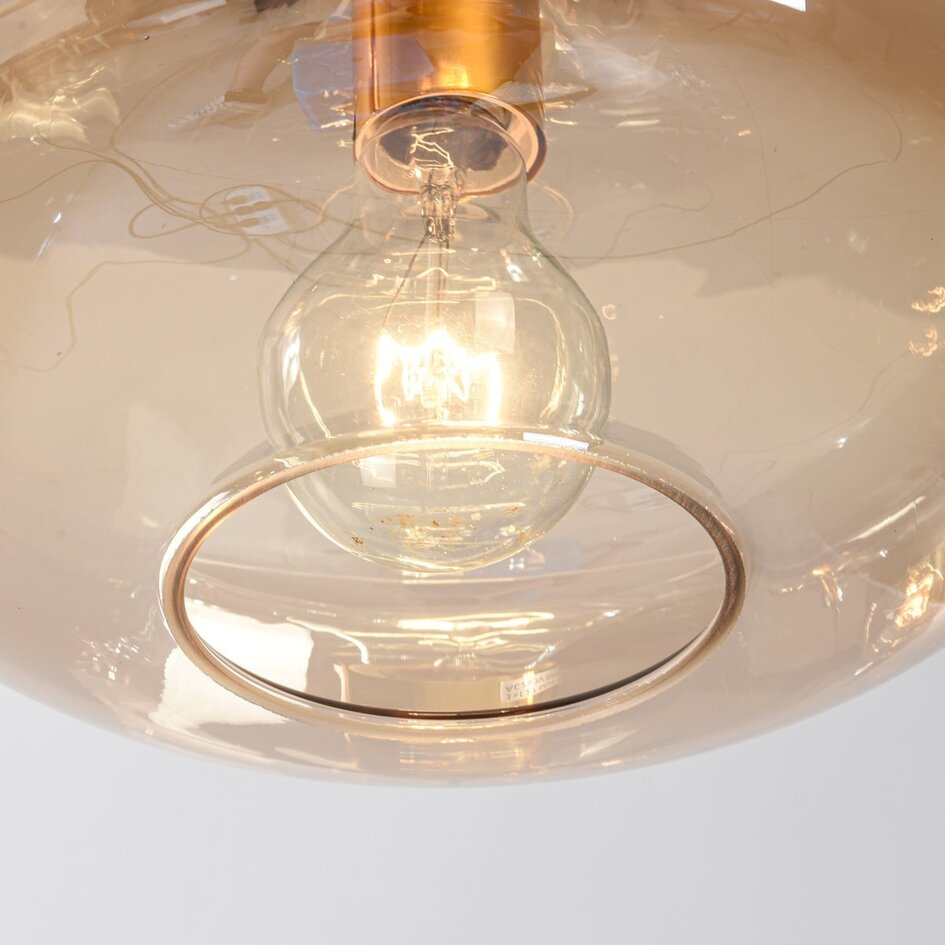 Retro hanglamp Maracas met amber glas - 4-lichts