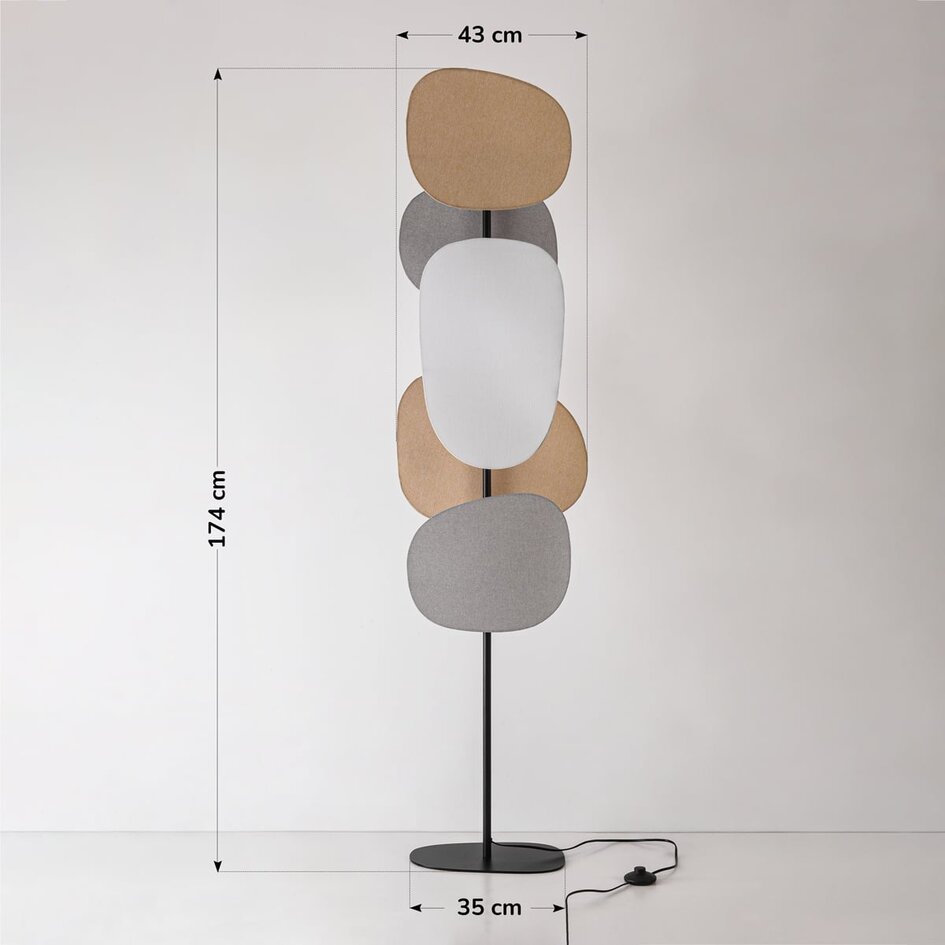 Lampadaire Velore avec abat-jour en lin naturel dans des tons doux et clairs