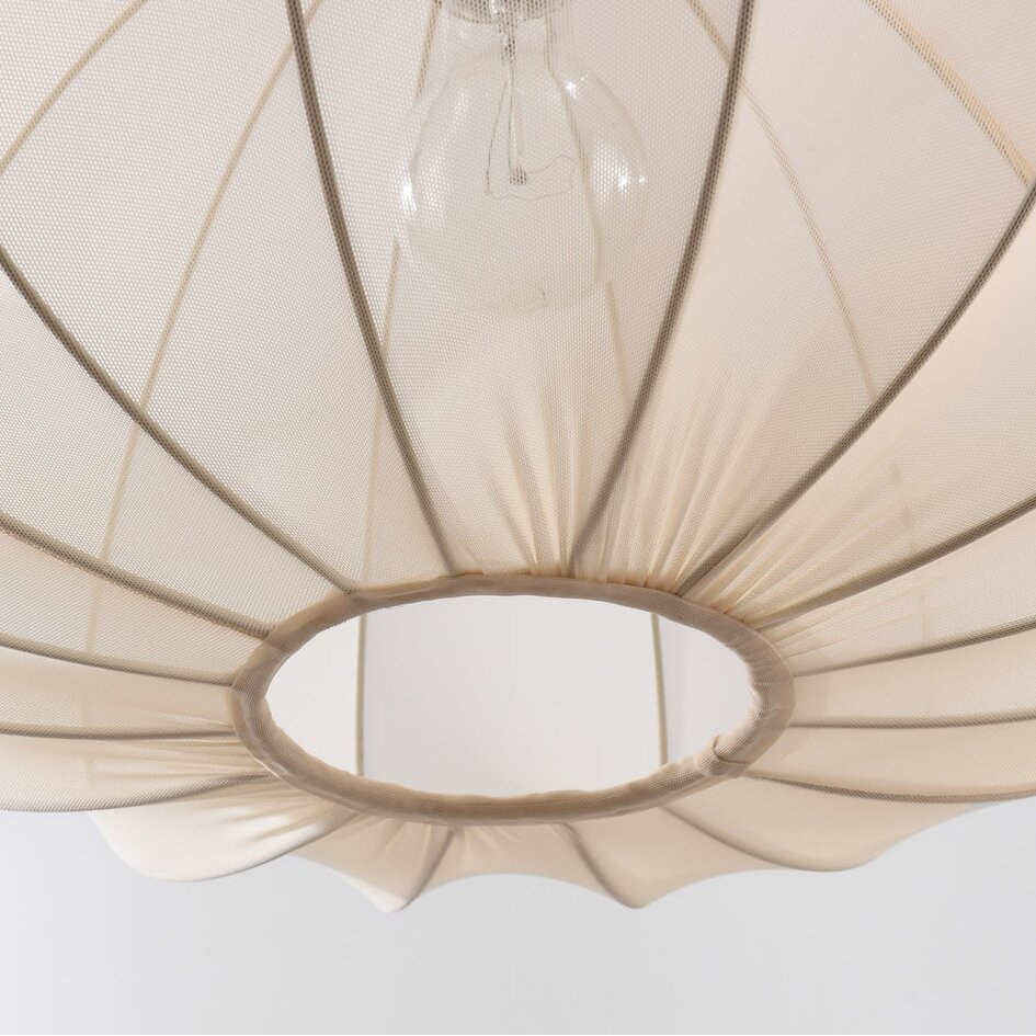 Japandi hanglamp Ecruva met ronde kap van stof Ø50 cm - warm beige met roze ondertoon