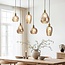 Lampe suspendue Nilo - 6-lumières en verre ambré et détail convexe