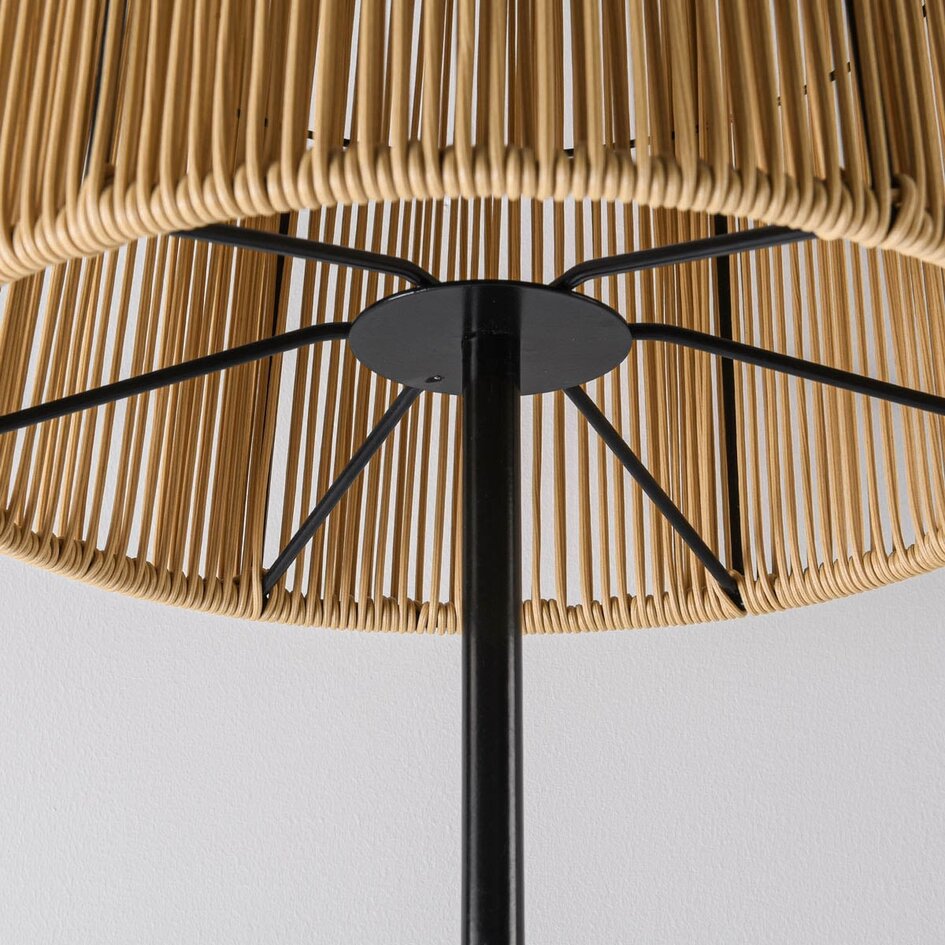 Solar staande lamp Elyra met rotan-look kap - zwart met licht bruin
