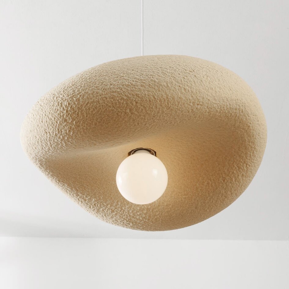 Wabi Sabi hanglamp Kawa met zandbeige steeneffect - 40 x 36 cm
