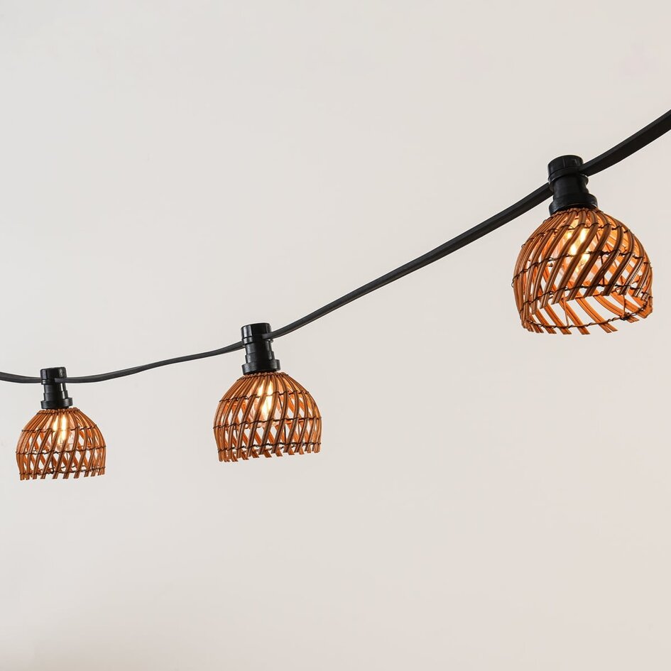 Prikkabel kap in rotanlook - donkere houtkleur